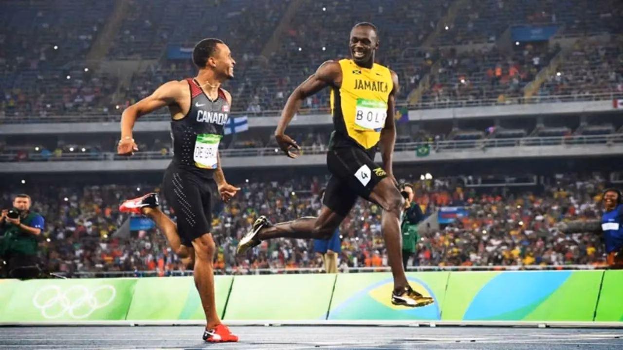 Andre De Grasse dan Usain Bolt di Olimpiade 2016 